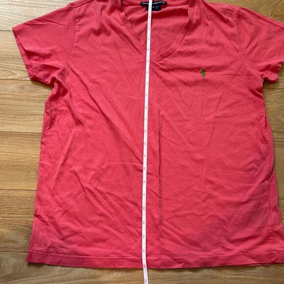 Vintage Ralph Lauren Sport salmon pink 100% Cotton T-Shirt Size Medium with gree - Picture 5 of 6